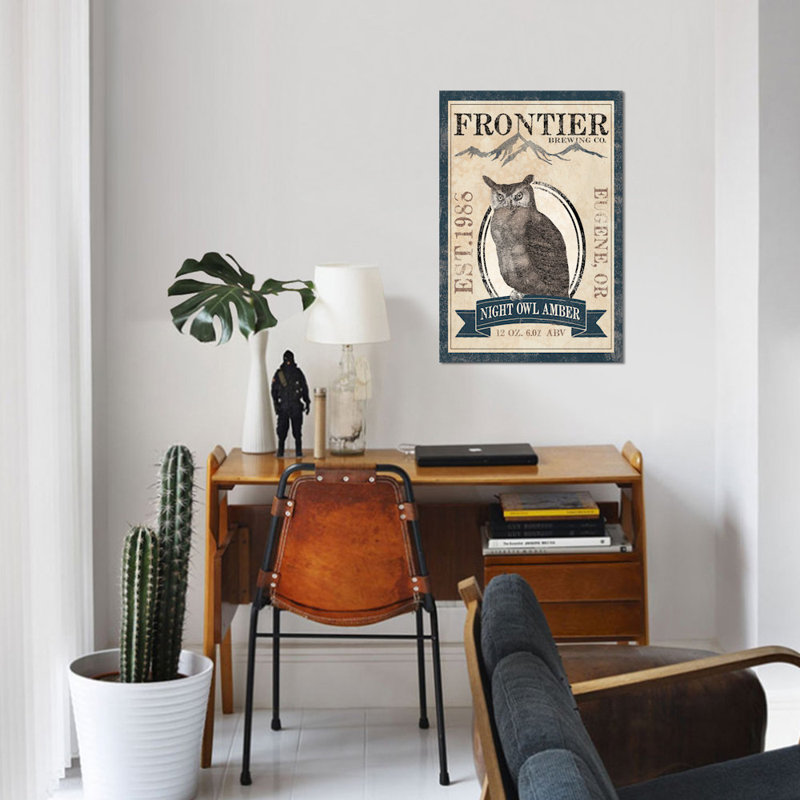 « refrontière infuseing co. iii (night hibou ambre) », affiche sur toile, H 26 po x l 18 po x P 1,5 po, Toile tendue