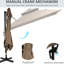 Patio Offset Umbrella Base, 360-Degree Rotatable, Double-Top, 8 Ribs, Simple Tilt Feature, Crank, Coffee With 360 Rotation, Double-Top Construction, Easy Tilt,