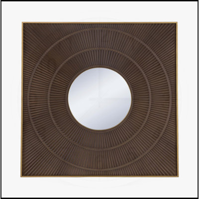 Exquis miroir carré sculpté avec cadre et motif plissé complexe, idéal pour rehausser la décoration intérieure