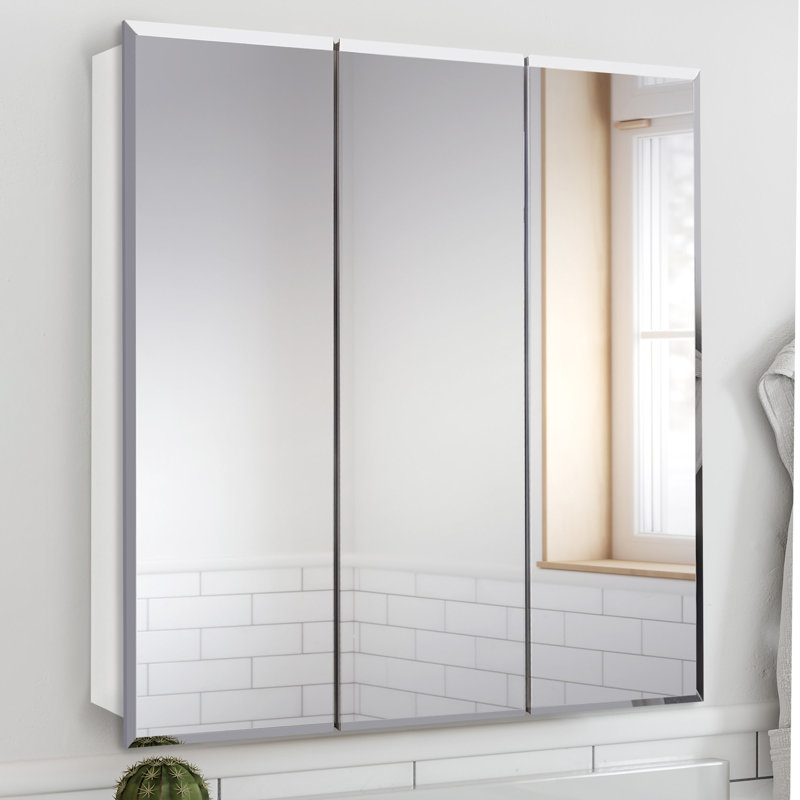 Armoire à pharmacie pour salle de bain, fixation murale, miroir, brillant transparent, H 30,1 po x l 30,4 po x P 4,4 po