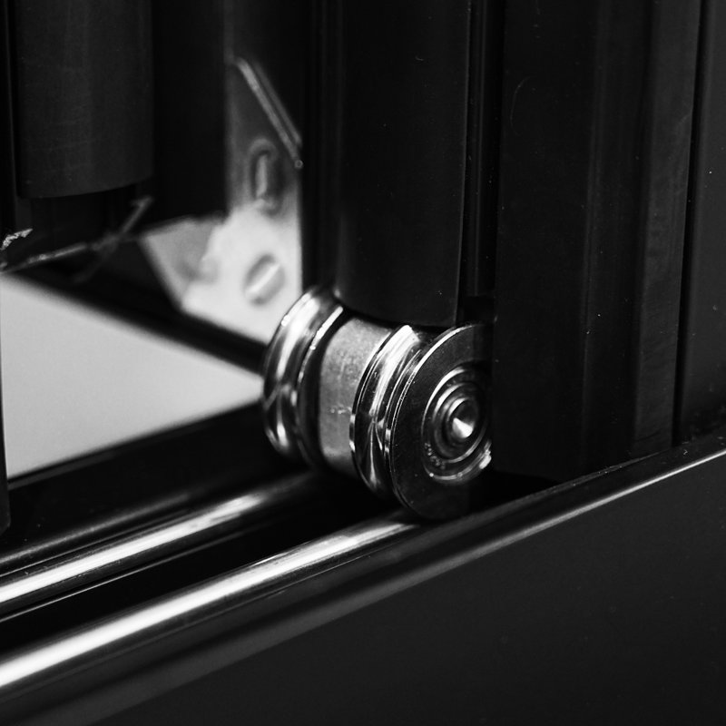 Porte pliante en aluminium à 6 panneaux KaMic Elite-Fold, S'ouvre à gauche vers l'extérieur, Noir, noir, noir, noir