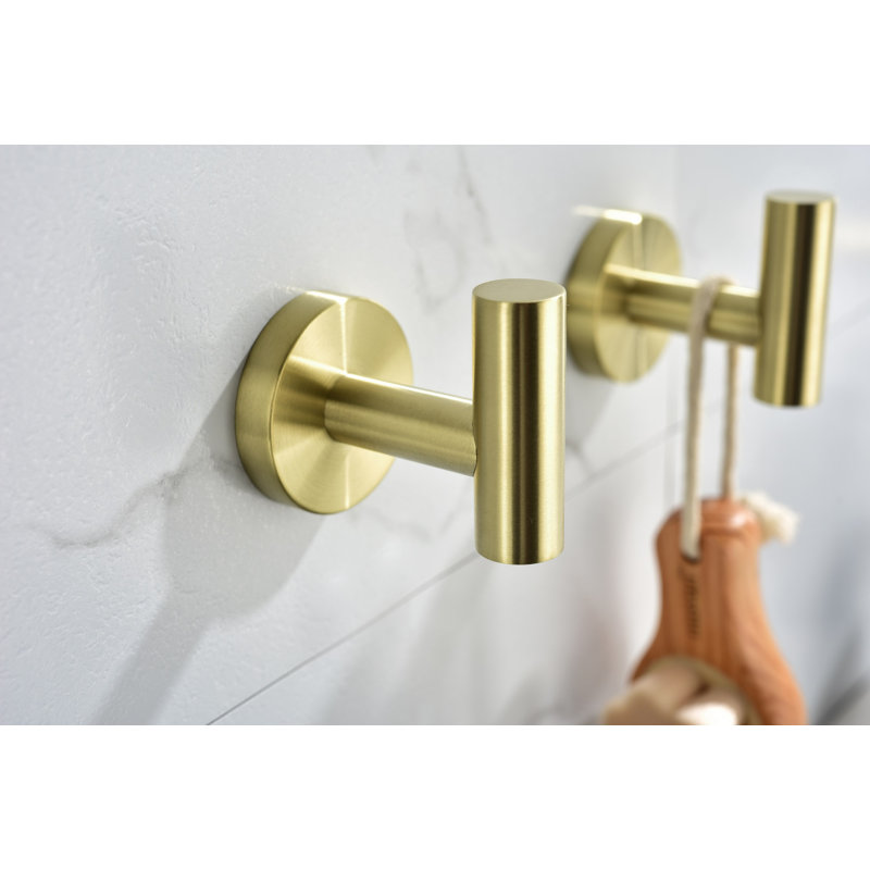 6 Piece Stainless Steel Bathroom Towel Rack Set Wall Mount, Gold, 2" H x 22" W x 8" D