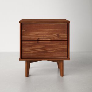 Mags Solid Wood Groove 2-Drawer Nightstand