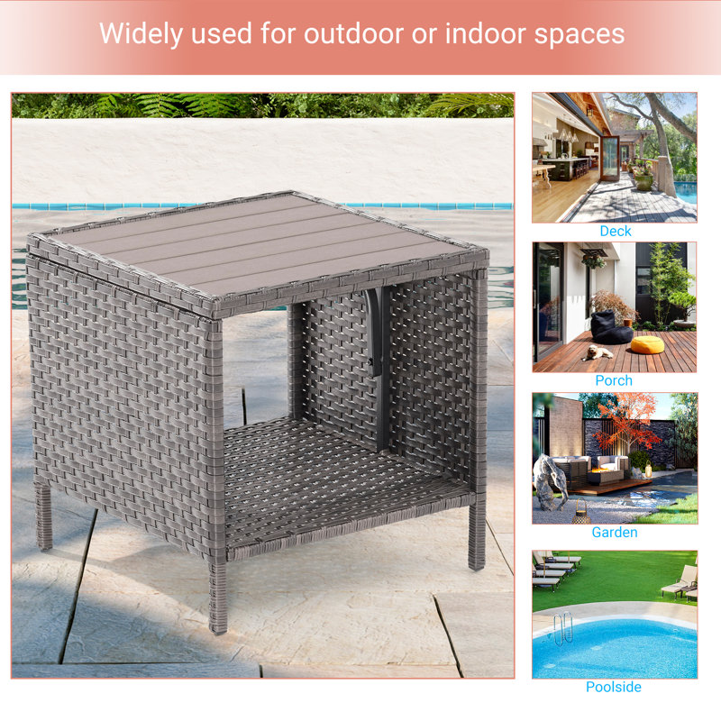 Askwith Square 18'' L x 18'' W Outdoor Side Table, Gray