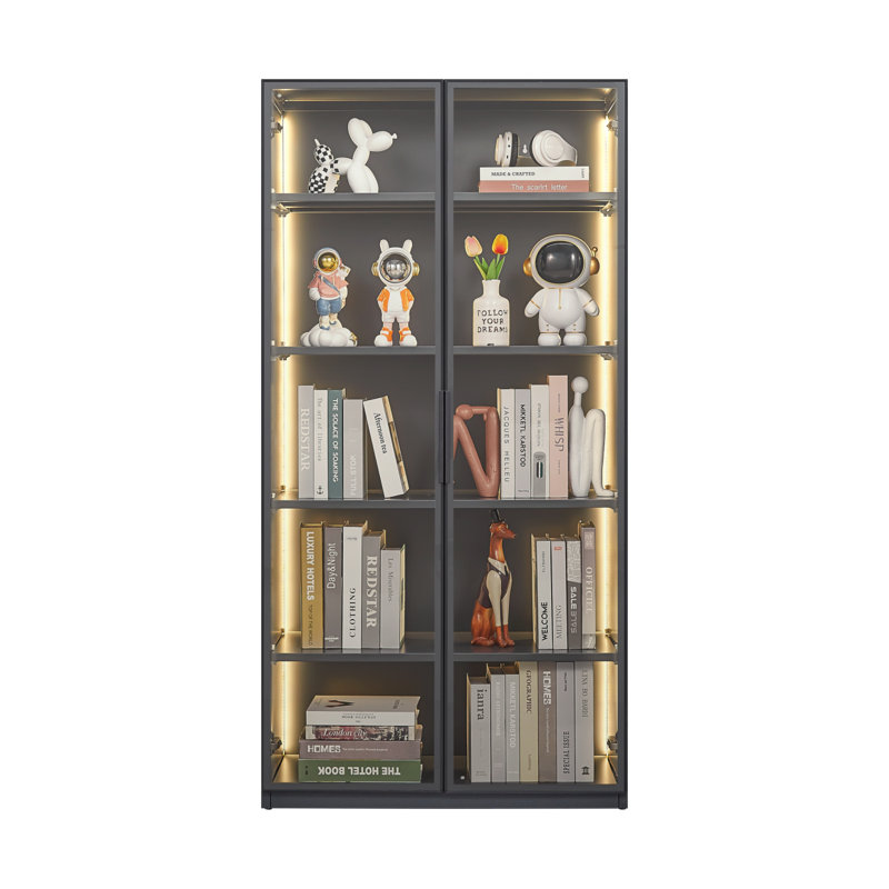 Armoire de rangement en verre à double porte avec bande lumineuse pour le salon Best Design New Design