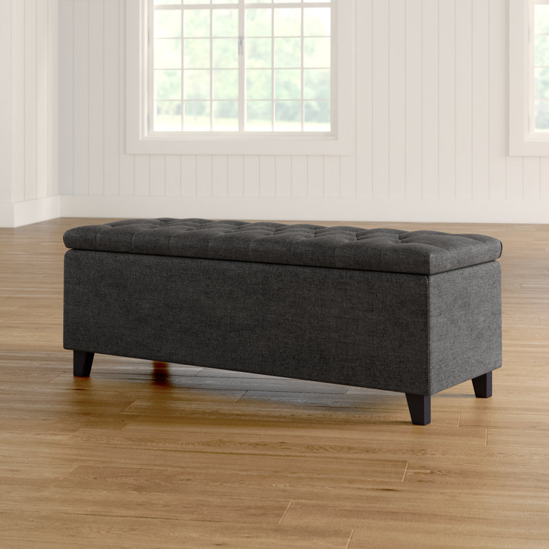 Banc de rangement à plateau capitonné Maniscalco, Gris anthracite