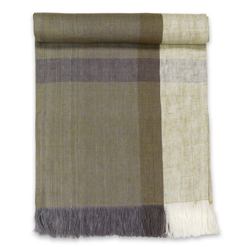 ROSEMARY Handwoven Flax Linen Table Runner, Green