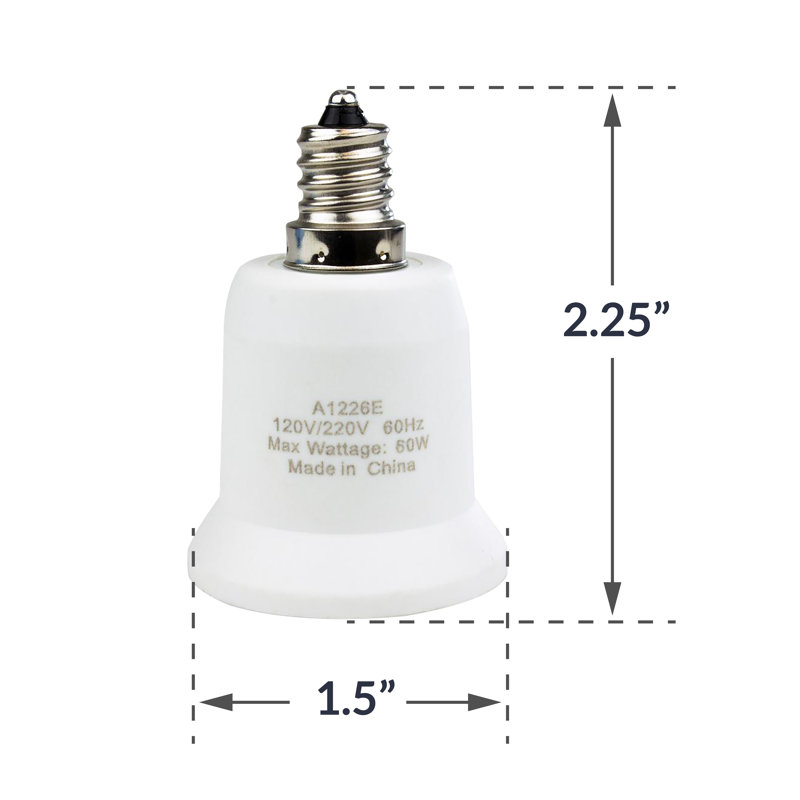 Candelabra to Standard Light Bulb Socket Adapter