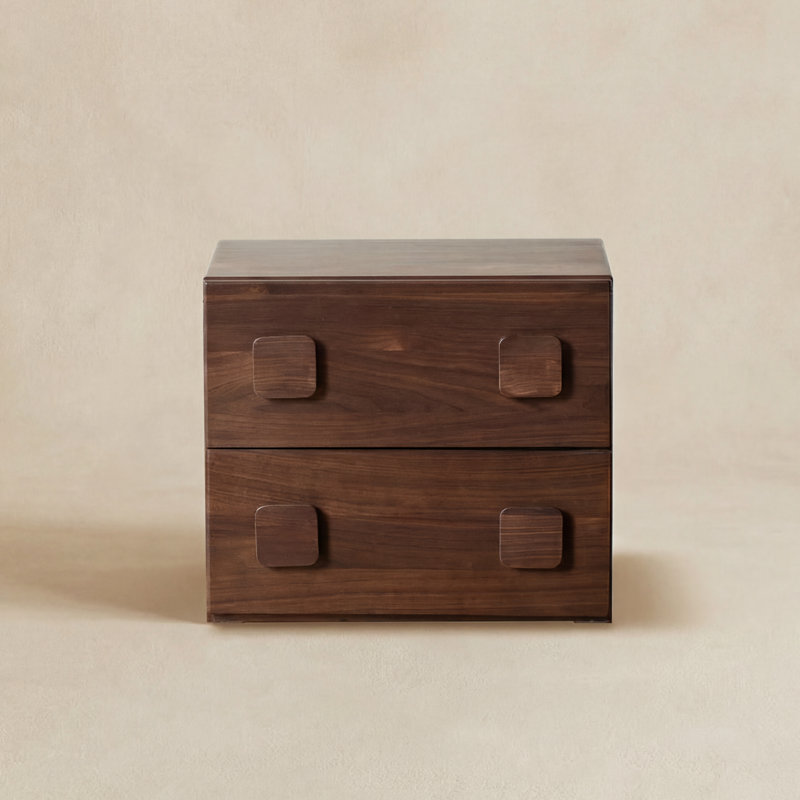 22.8"W Solid Wood Nightstand, Individual, Brown Oak