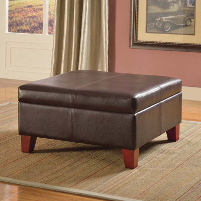Gallup 28" Wide Leather Square Storage Ottoman Bench