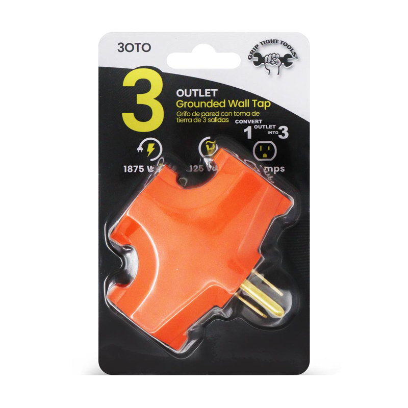 Grounded Wall Tap Adapter Outlet