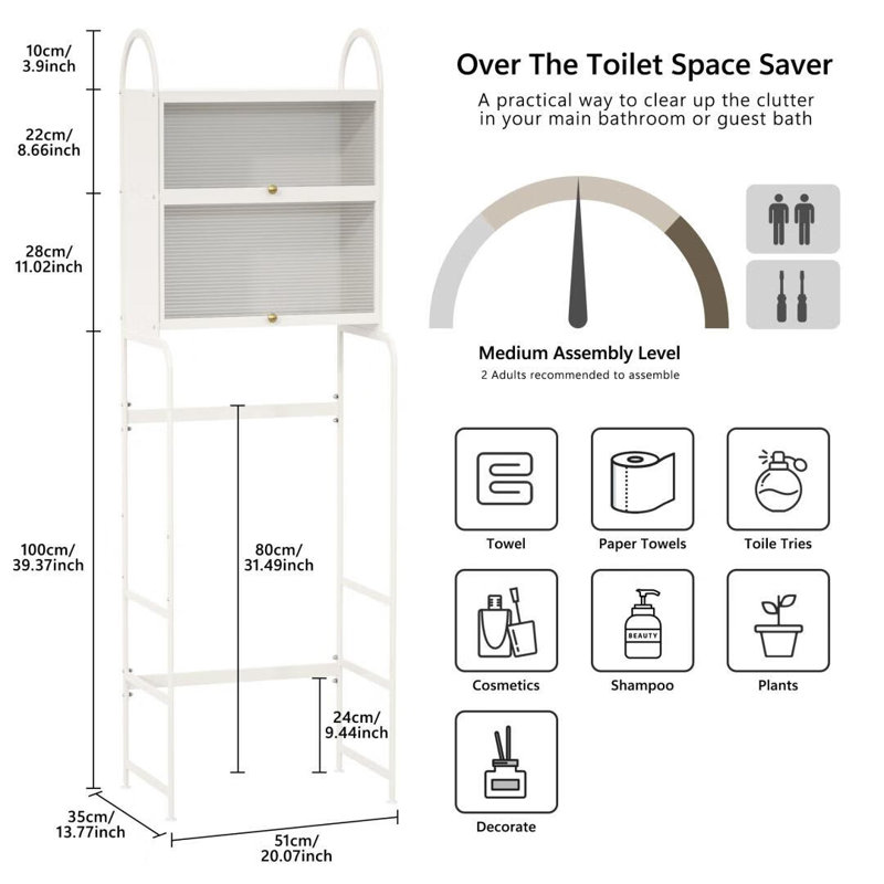Rangement autoportant au-dessus de la toilette en métal Shondel