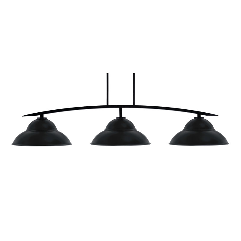 Barre d'éclairage à 3 lumières avec abat-jour double en métal kurve, H 58,25 po x l 55,75 po x P 55,75 po, Noir mat, Noir mat