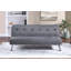 Canapé ajustable 1 pièce en polyfibre bleu-gris, pieds en métal, revêtement capitonné, coussins moelleux, port USB