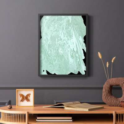 Teal Cascade II Framed Print - Solid Wood