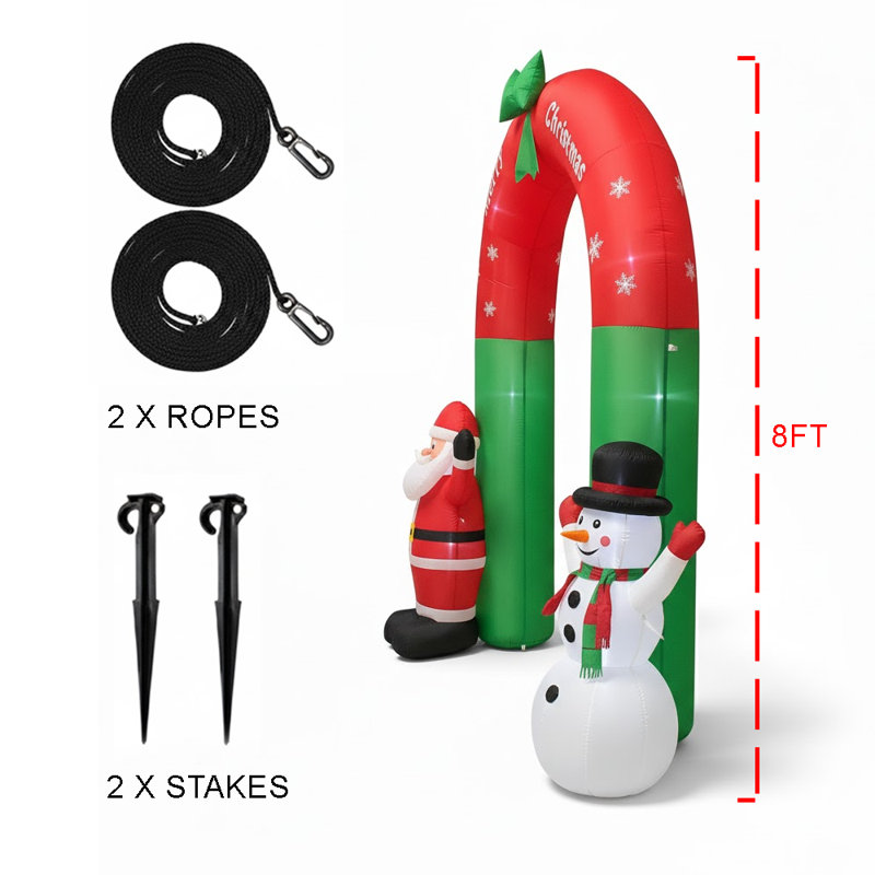 Arche gonflable père Noël et bonhomme de neige
