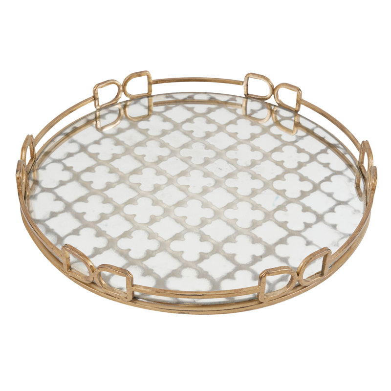 Josephine Mirrored Glass Tray, 2" H x 18" W x 18" D