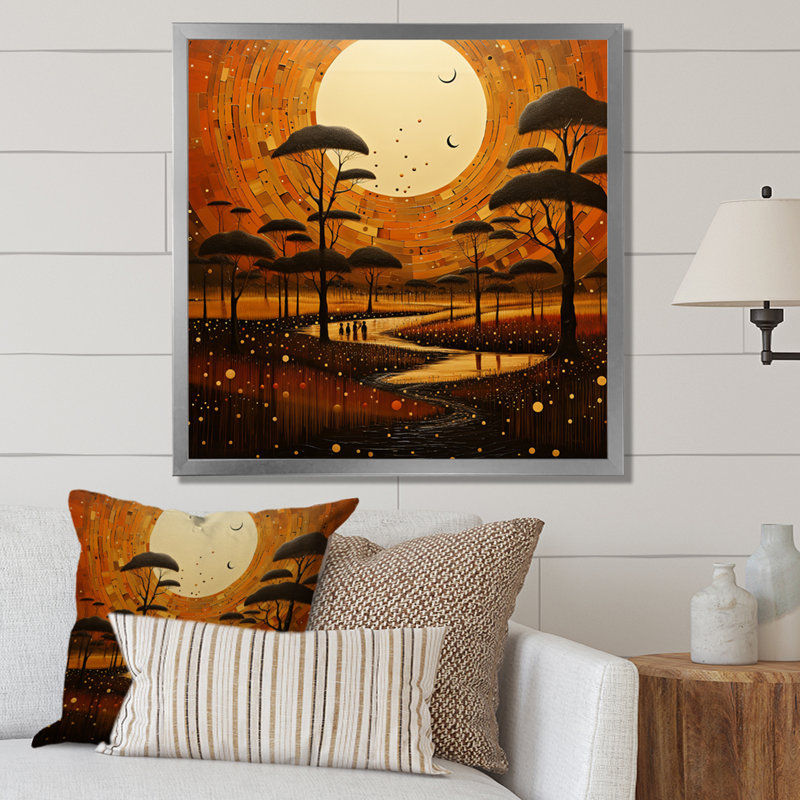 «African Savannah Serenade» sur toile, H 30 po x l 30 po x P 1 po, Cadre simple argenté