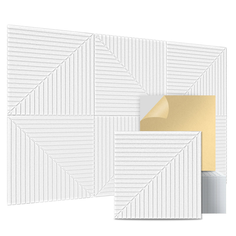 Lot de 6 panneaux muraux acoustiques 60 x 60 cm (23,6 po x 23,6 po), panneaux décoratifs absorbant le son en fibre de polyester pour studio, chambre, bureau, cinéma maison