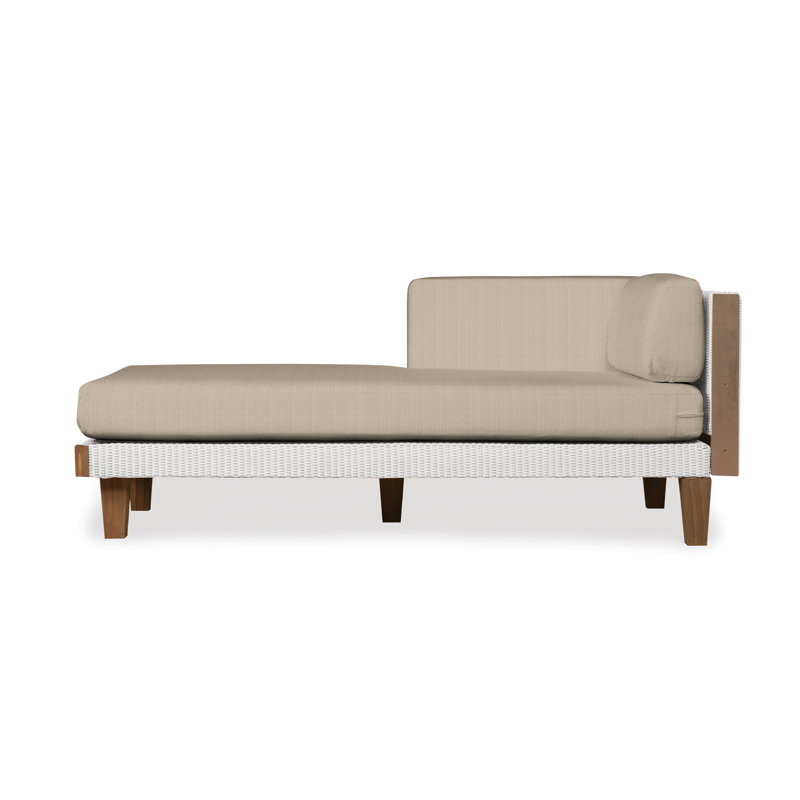 Catalina Outdoor Teak Chaise Lounge, White, Beach Navy