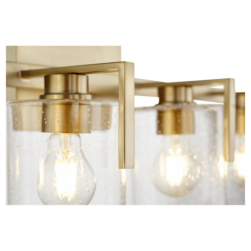 Four-Light Clear Seeded Aged Brass Vanity