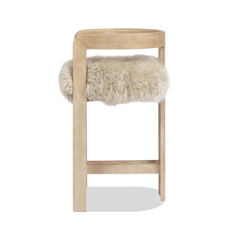 Tabouret de comptoir 26,5 po Burress, Blanc délavé