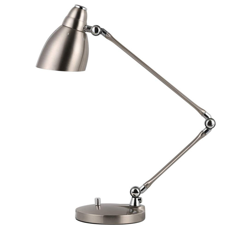 Lampe de bureau réglable en métal avec bras pivotant et corps en métal nickelé sable