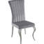 De 4 chaises d'appoint rembourrées grises - salle à manger avec pattes avant incurvées et revêtement 4 pièces de forme rectangulaire moderne douce