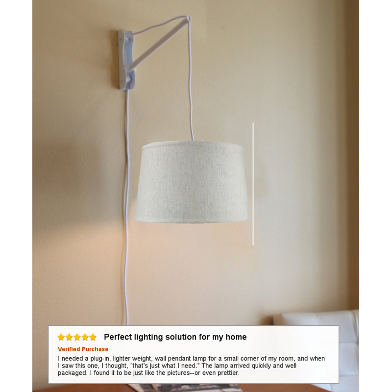 St Judes Plug-in Swing Arm Sconce, Textured Oatmeal, 16" H x 16" W x 11" D