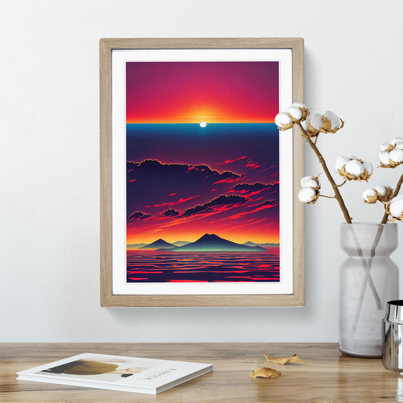 Seductive Sunset - Single Picture Frame Print, 34cm H x 25cm W x 2cm D, Oak Framed