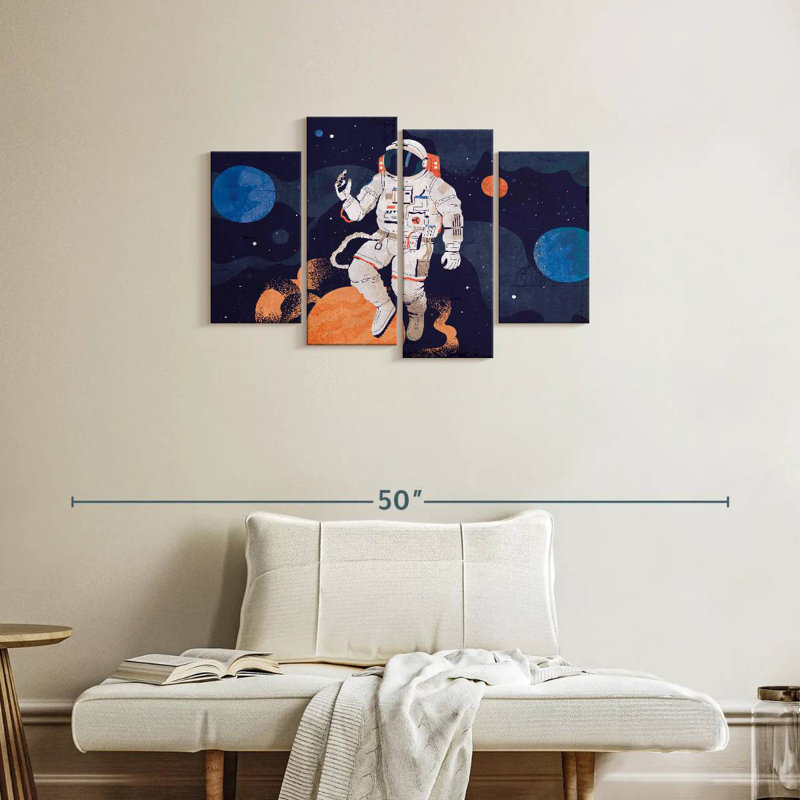 Oberle astronaute avec planètes, H 22 po x l 36 po