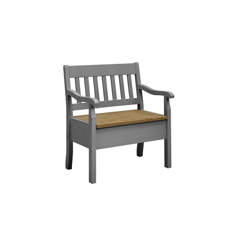 Solid Wood Bench, Grey/Brown, 93cm H x 82.7cm W x 46cm D