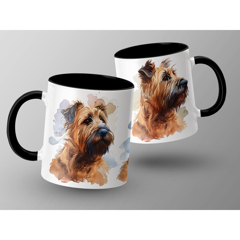 11oz Watercolour Wheaten Terrier Design Coffee Mug, Black, 2