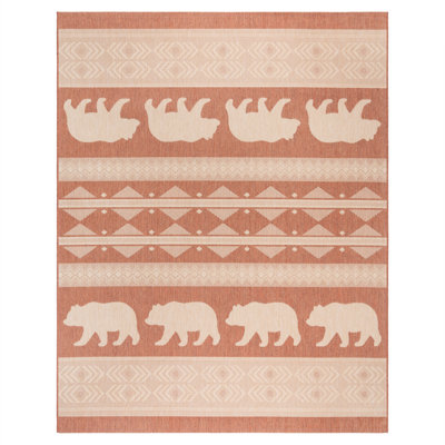 Solterra Timberline Terra Orange Beige Cream Rustic Lodge Flatweave Polypropylene Indoor/ Outdoor Area Rug