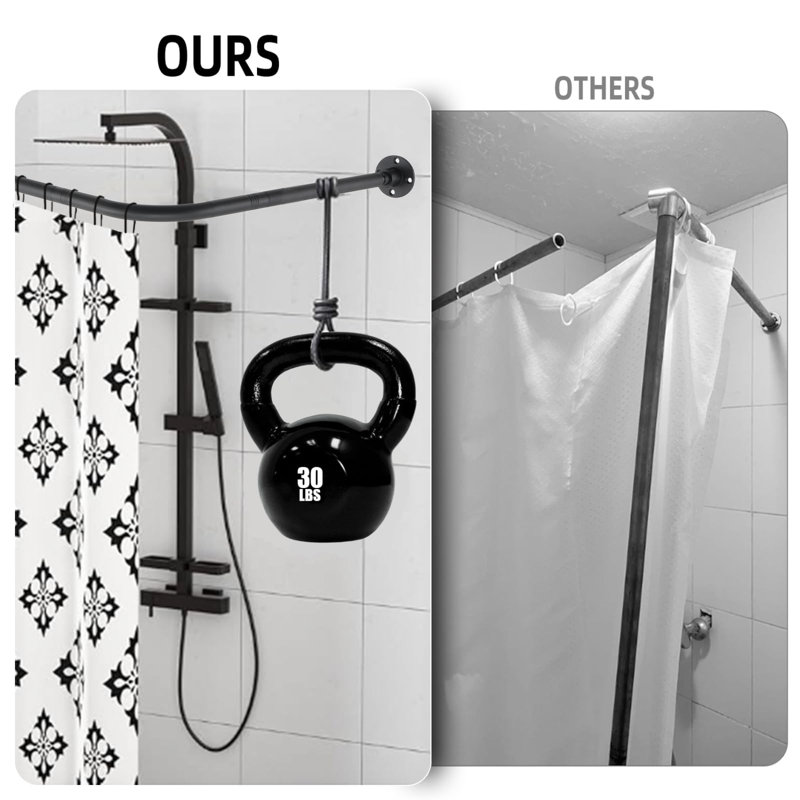 Adjustable L-Shaped Shower Curtain Rod (29.9"-39.8"), Curved