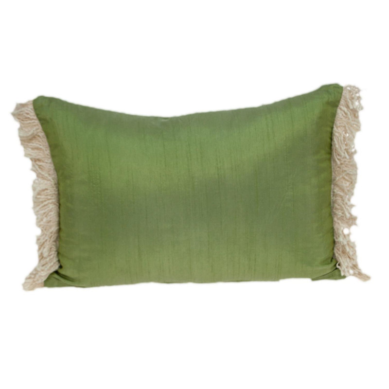Parkland Collection Leesa Green Fishnet 14" x 20" Cotton Lumbar Decorative Throw Pillow