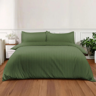 Microfiber Striped Duvet Cover Set with Pillowcases Included