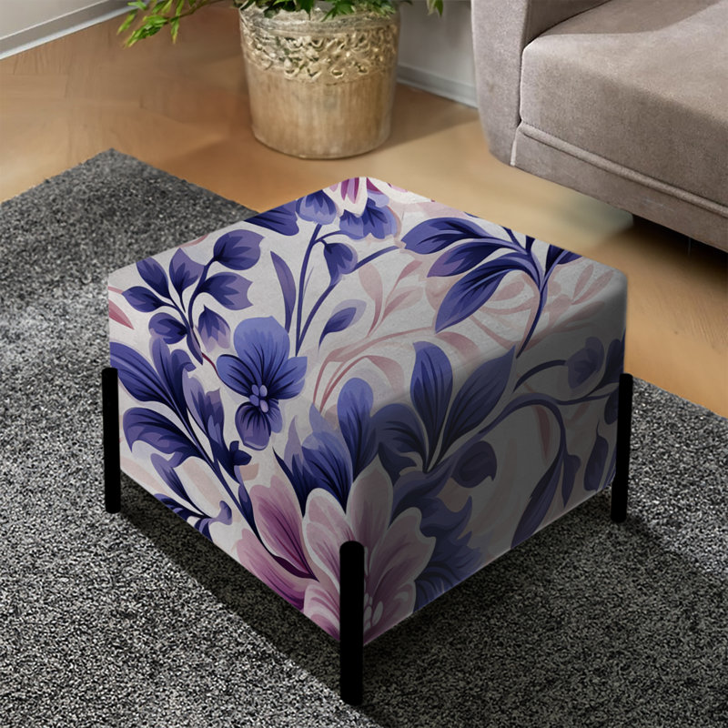 Moroccan Damask Poppies Intrigue - Repose-pieds carré damassé