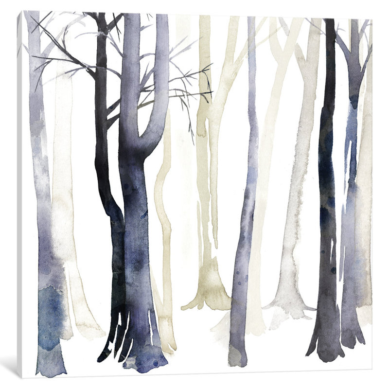 «In The Forest I», reproduction d'art sur toile, H 24 po x l 24 po x P 1 po, Papier d'art encadré noir, Blanc