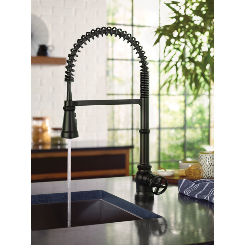 Paterson Spring Pull Down Single Handle Kitchen Faucet with Accessories and with Power Boost, Chrome