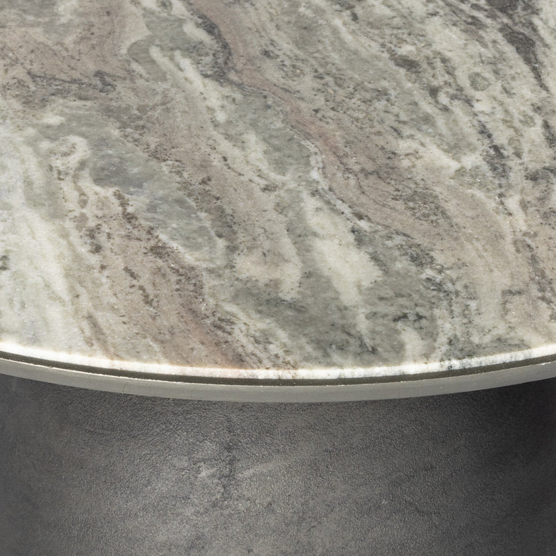 Corbett Marble Coffee Table, River Gray Top/Light Gray Base, 15.75" H x 35.25" L x 35.25" W