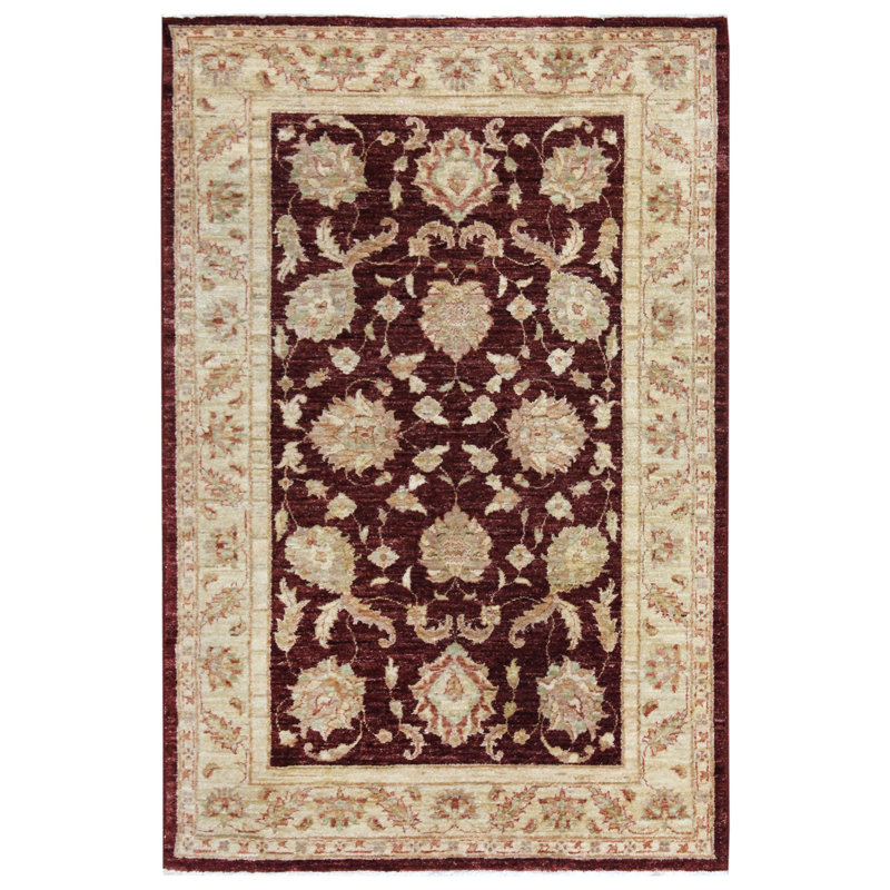 Agra One-of-a-Kind 4' x 5'10" Area Rug in Red/Ivory/Light Green