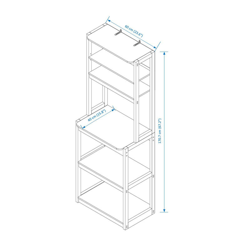Étagère de cuisine à 5 niveaux, H 67,2 po x l 23,6 po x P 10,8 po, Brun