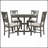 5-Piece Round Dining Table And Chair Set With Special-Shaped Legs, Exquisitely Designed Hollow Chair Back For Elegant Dining-2037644189-2037644188