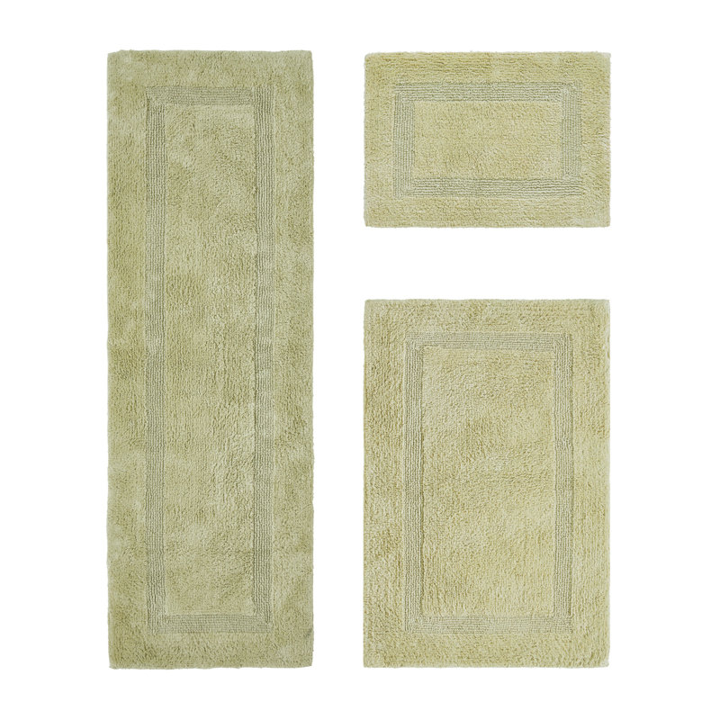 Annerose Premium 100% Cotton 3 Piece Bath Rug Sets, Machine Washable, Super Absorbent & Tufted Weave Reversible Bath Mat for Bathroom, Shower, and Tub, Oeko-Tex Certified Bathroom Rugs