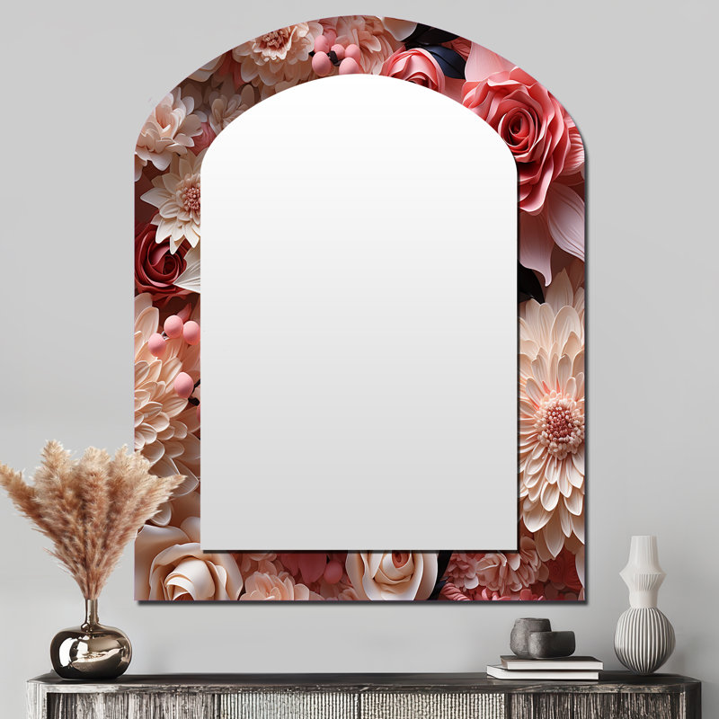 Miroir mural rose et blanc, 43 po x 33 po