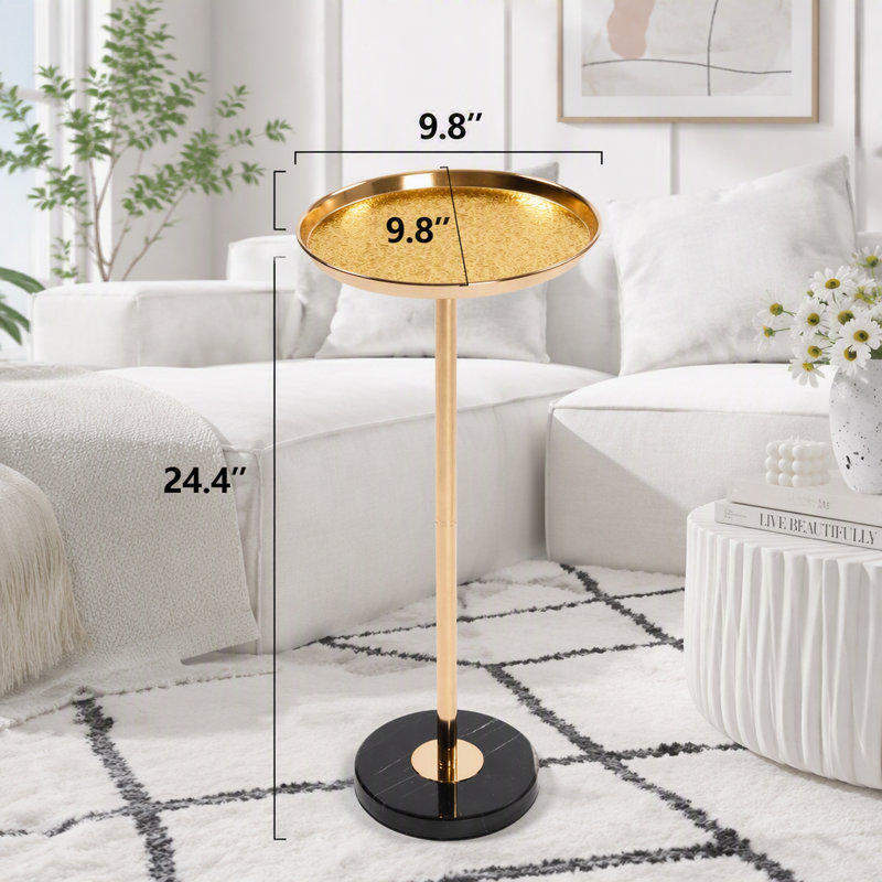 Table d'appoint réglable en métal et marbre, Gold/Black