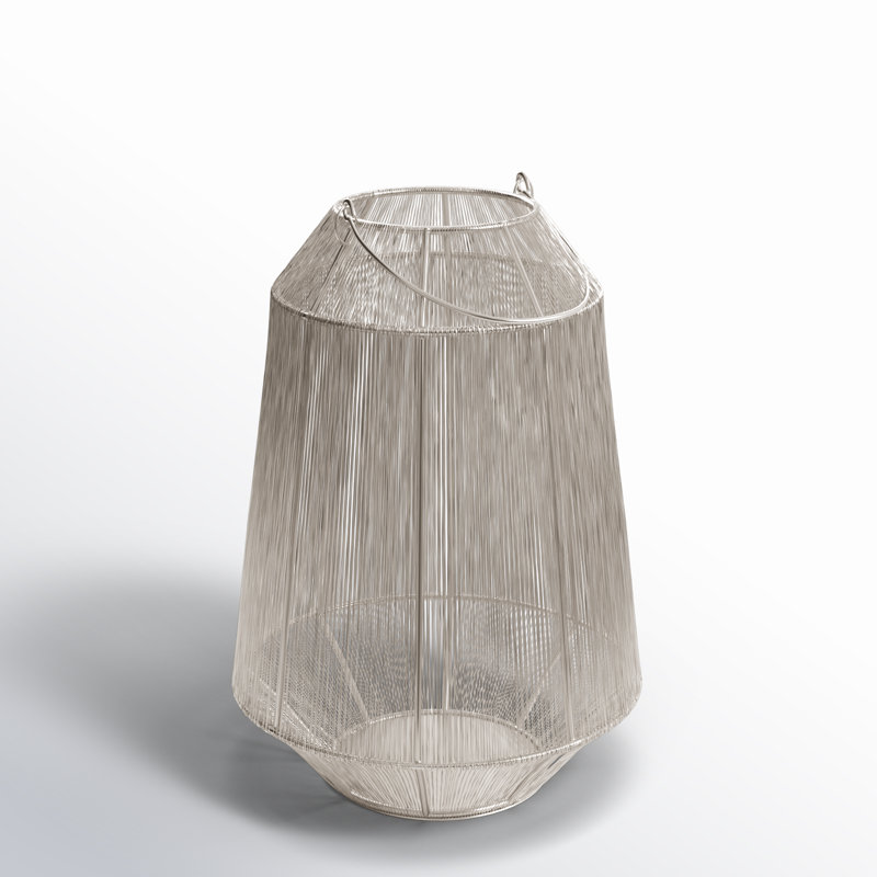 19.5'' Metal Tabletop Lantern, 20" H x 14" W x 14" D, Silver