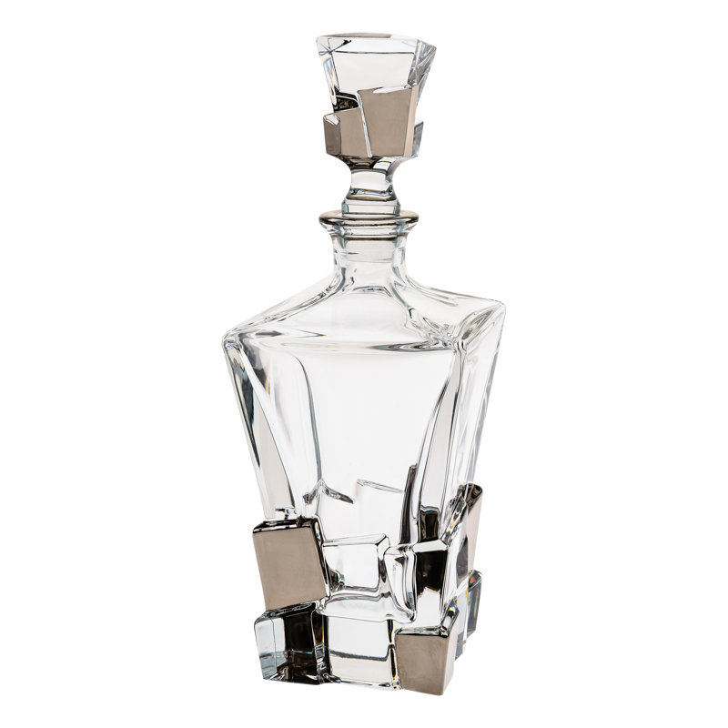 Crystal Glass Beverage Dispenser, Silver