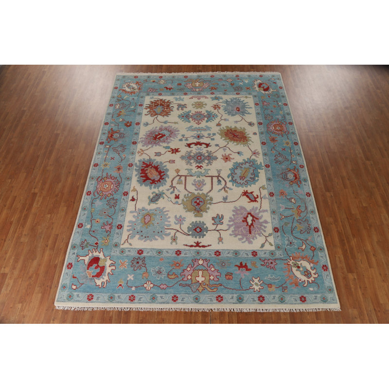 Tapis floral floral ivoire Oushak 9 x 12